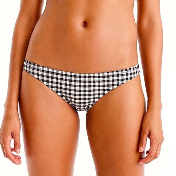 J.CREW LOWRIDER BIKINI BOTTOM IN MATTE GINGHAM BLACK & WHITE CHECKERED BIKINI - Picture 1 of 4